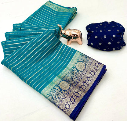 Heavy Marshmallow Hand-Dyed Saree with All-Over Self-Weaving and Contrast Design Pallu – Premium Ethnic Wear | Swaraas.in