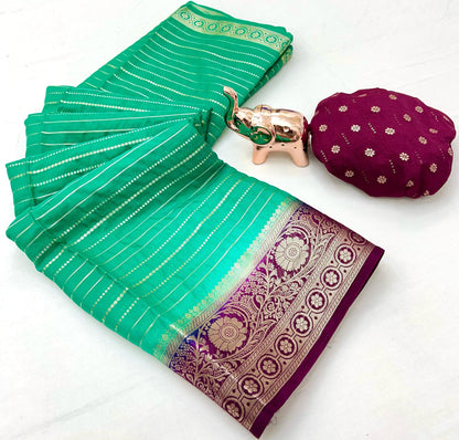 Heavy Marshmallow Hand-Dyed Saree with All-Over Self-Weaving and Contrast Design Pallu – Premium Ethnic Wear | Swaraas.in