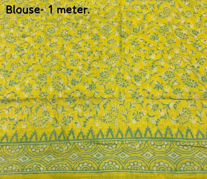 Pure Chanderi Cotton Shibori Saree with Hand-Tied Contrast Pattern & Matching Shibori Border