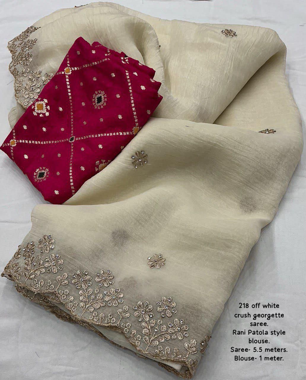 Soft Crush Saree with Zari Embroidery & Stone Work | Lightweight Party Wear Saree