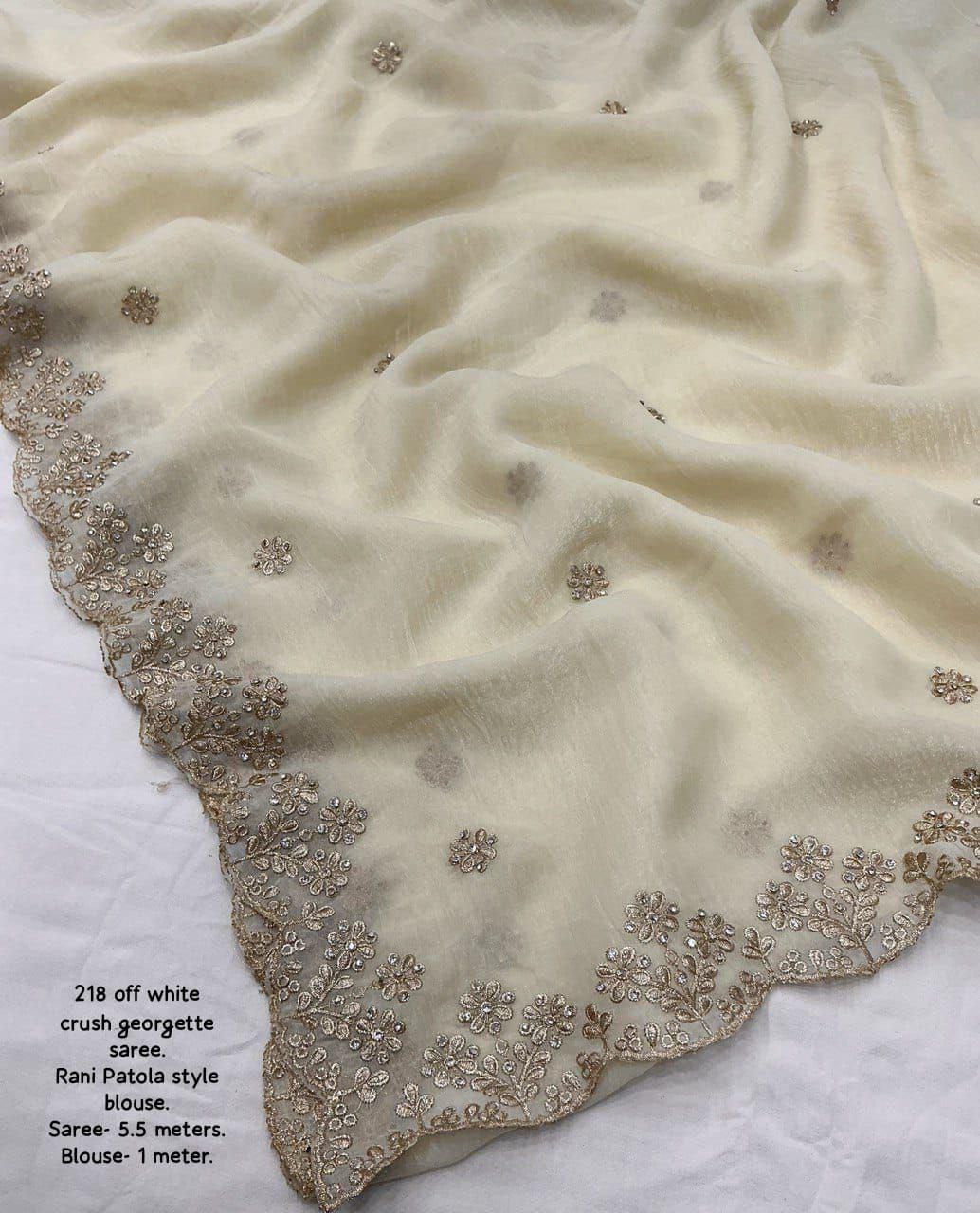 Soft Crush Saree with Zari Embroidery & Stone Work | Lightweight Party Wear Saree