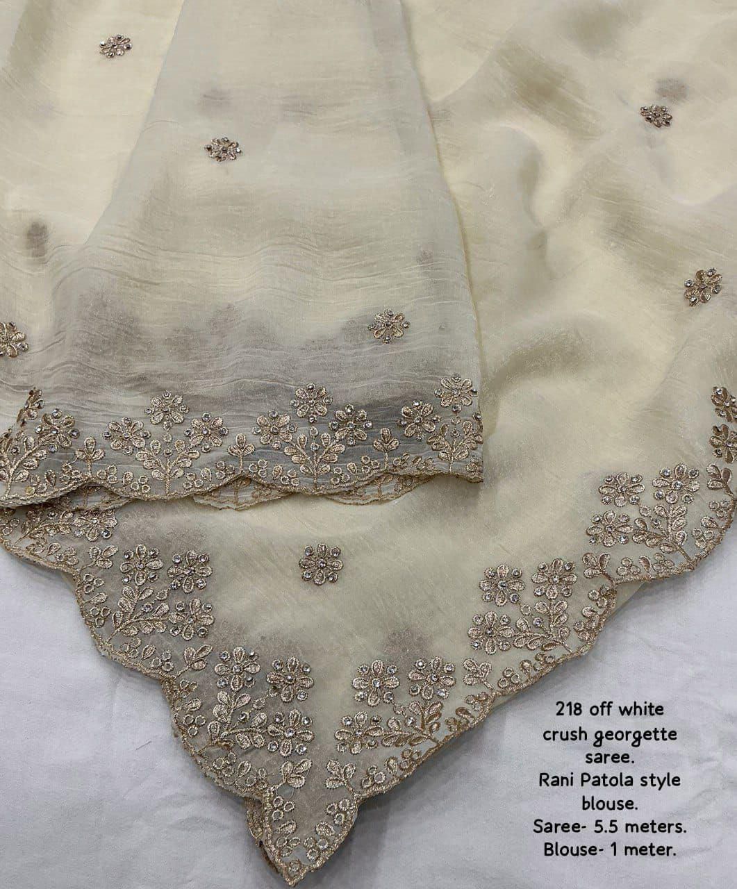 Soft Crush Saree with Zari Embroidery & Stone Work | Lightweight Party Wear Saree