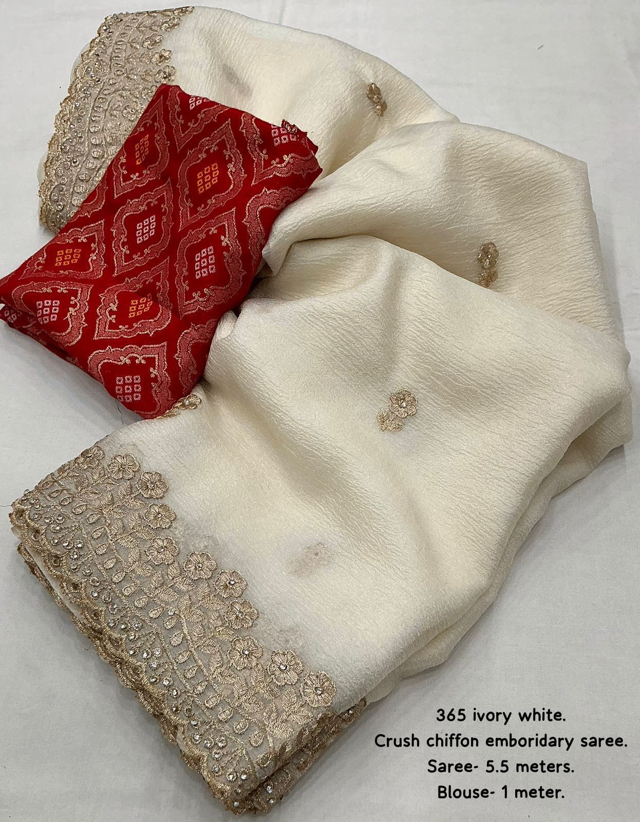 Soft Crush Saree with Zari Embroidery & Stone Work | Lightweight Party Wear Saree