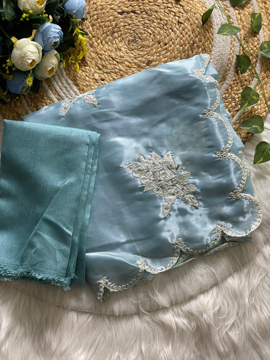 Pure Jimmy Choo Sequin Embroidered Saree with Arco Cut Border | Satin Banglory Blouse | Hitva Sarees