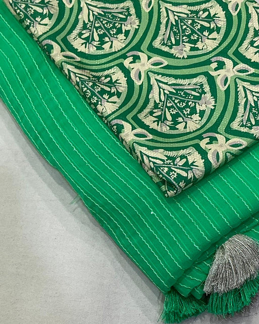 AK-516 Janki Georgette – Soft Georgette Saree with Thread Embroidery & Jute Silk Printed Blouse