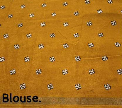 Ajrakh Print Soft Cotton-Feel Saree with blouse – 6.3 Meters