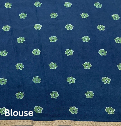 Ajrakh Print Soft Cotton-Feel Saree with blouse – 6.3 Meters