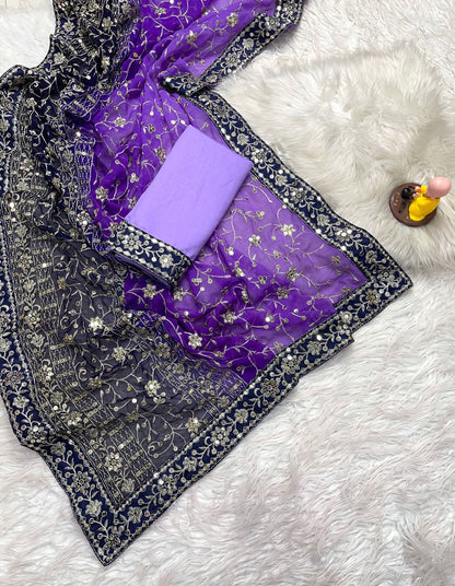 Virat Sarees – Soft Georgette Saree with 7mm Sequin & Thread Embroidery | Heavy Mono Banglory Embroidered Blouse