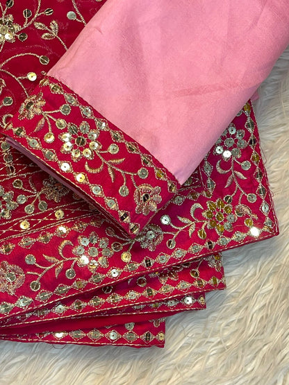 Virat Sarees – Soft Georgette Saree with 7mm Sequin & Thread Embroidery | Heavy Mono Banglory Embroidered Blouse