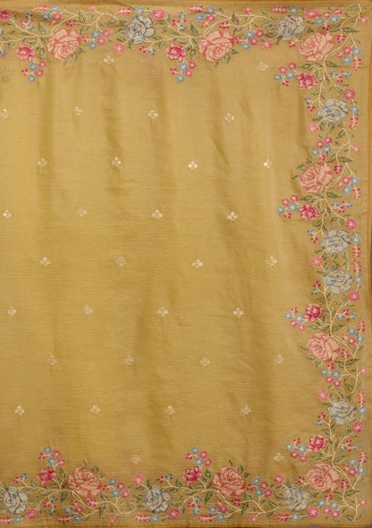 Soft Crunchy Chiffon Saree with Multi-Thread Embroidery & Piping Lace Border – With Embroidered Satin Blouse