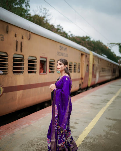 VIRANSHI | heavy Tussur Silk Saree with Zaal pattern all over Saree