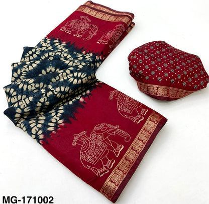 Soft Mangalgiri Mul Cotton Saree with Designer Patola Print, Rich Pallu & Viscose Zari Peacock Border