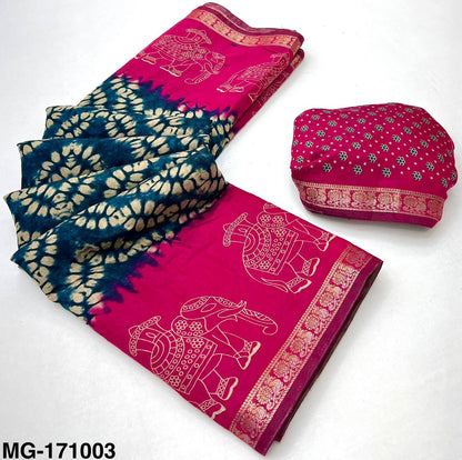 Soft Mangalgiri Mul Cotton Saree with Designer Patola Print, Rich Pallu & Viscose Zari Peacock Border