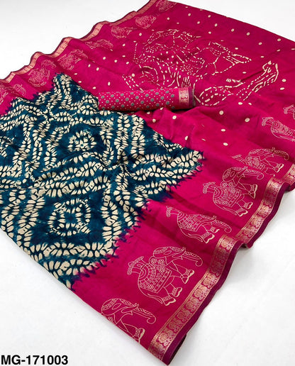 Soft Mangalgiri Mul Cotton Saree with Designer Patola Print, Rich Pallu & Viscose Zari Peacock Border
