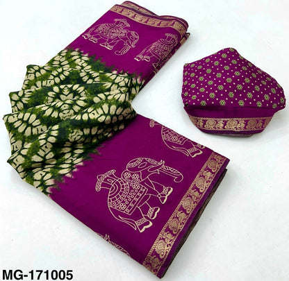 Soft Mangalgiri Mul Cotton Saree with Designer Patola Print, Rich Pallu & Viscose Zari Peacock Border