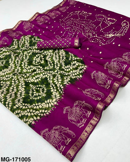 Soft Mangalgiri Mul Cotton Saree with Designer Patola Print, Rich Pallu & Viscose Zari Peacock Border