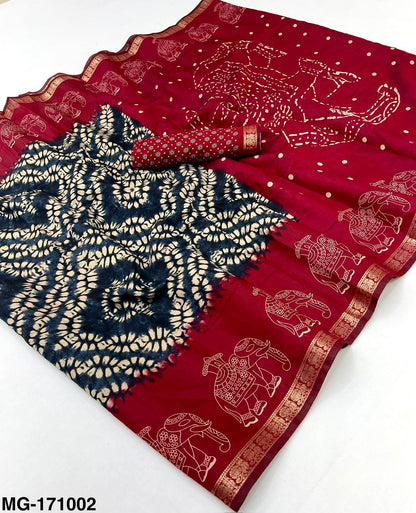 Soft Mangalgiri Mul Cotton Saree with Designer Patola Print, Rich Pallu & Viscose Zari Peacock Border