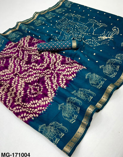 Soft Mangalgiri Mul Cotton Saree with Designer Patola Print, Rich Pallu & Viscose Zari Peacock Border