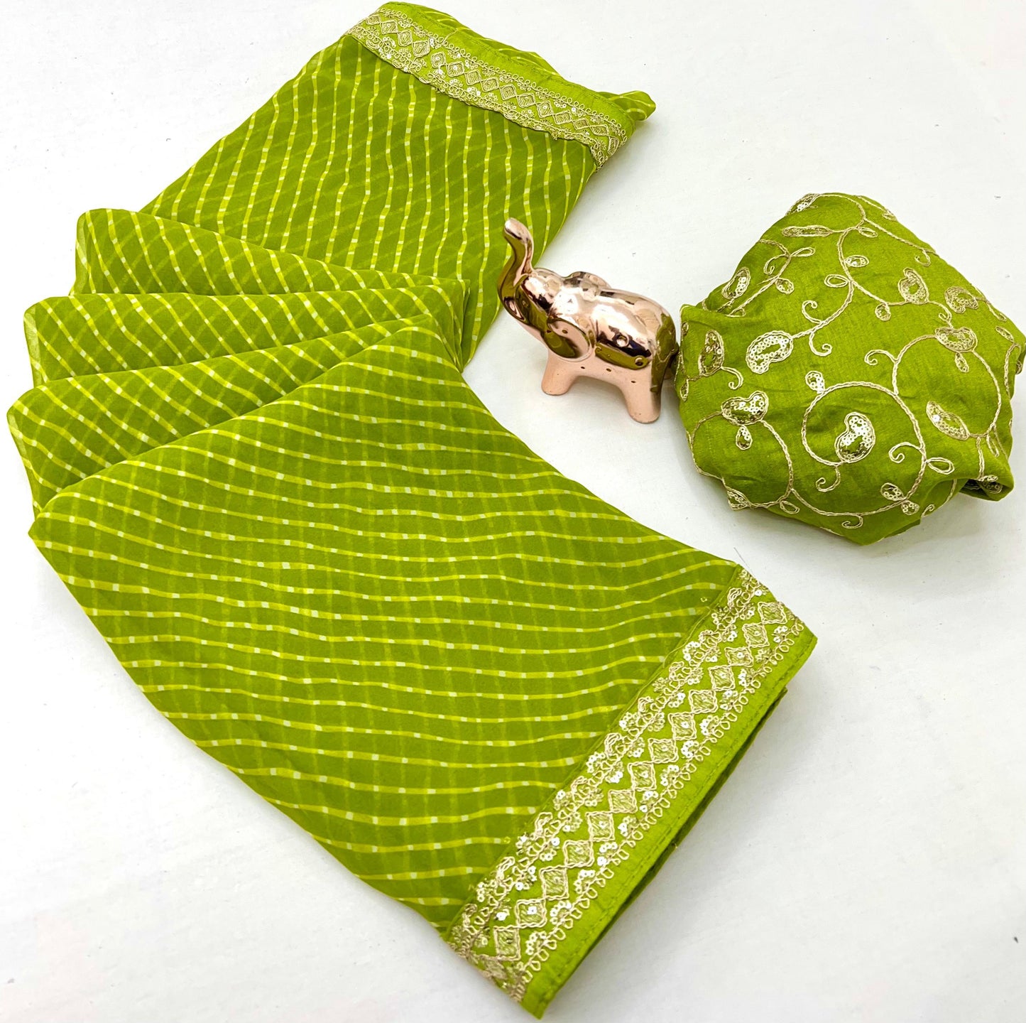 Heavy Georgette Sequin Work Saree with Fancy Lace Border & Matching Sequin Blouse