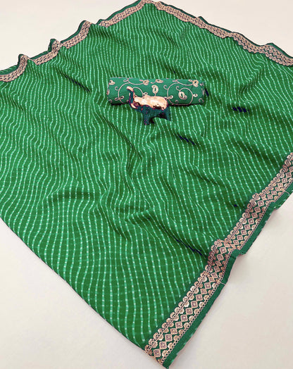 Heavy Georgette Sequin Work Saree with Fancy Lace Border & Matching Sequin Blouse