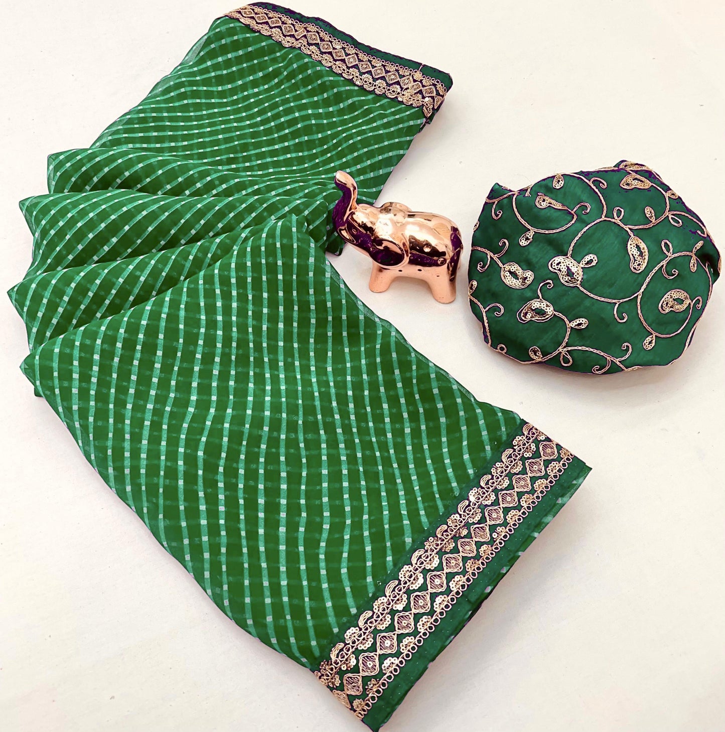 Heavy Georgette Sequin Work Saree with Fancy Lace Border & Matching Sequin Blouse