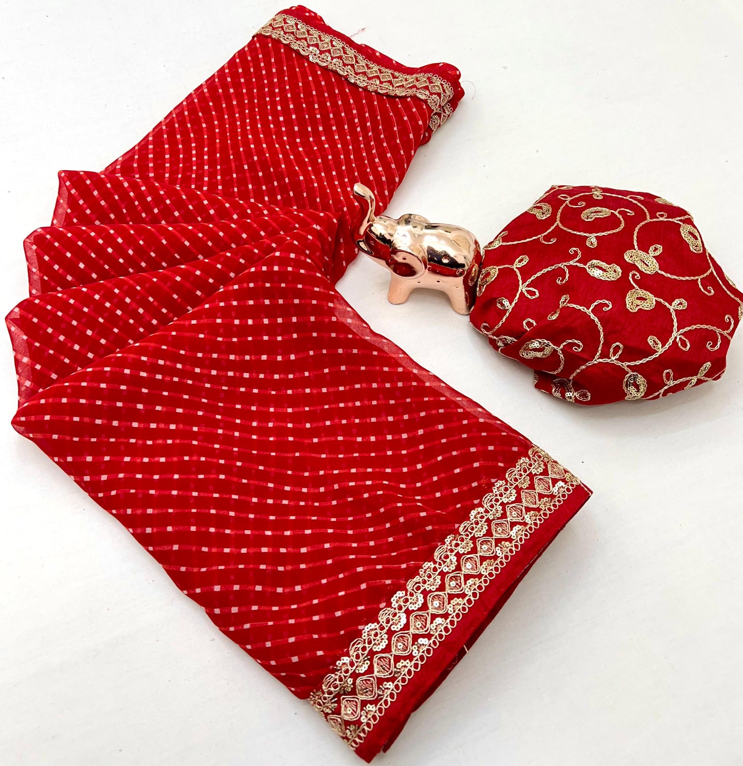 Heavy Georgette Sequin Work Saree with Fancy Lace Border & Matching Sequin Blouse