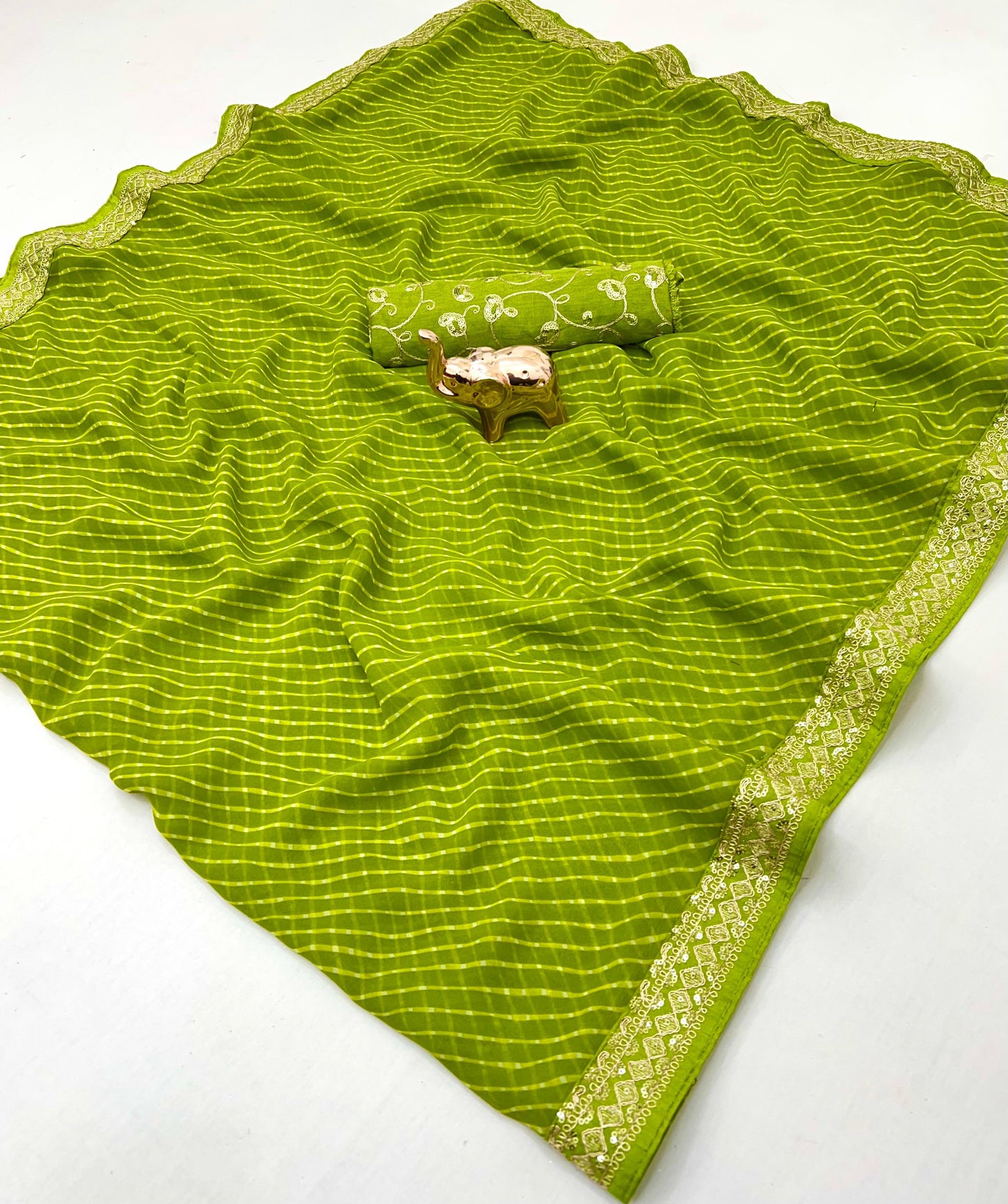 Heavy Georgette Sequin Work Saree with Fancy Lace Border & Matching Sequin Blouse