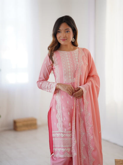 Chinnon Sequin Embroidered Top–Pant Set with Dupatta