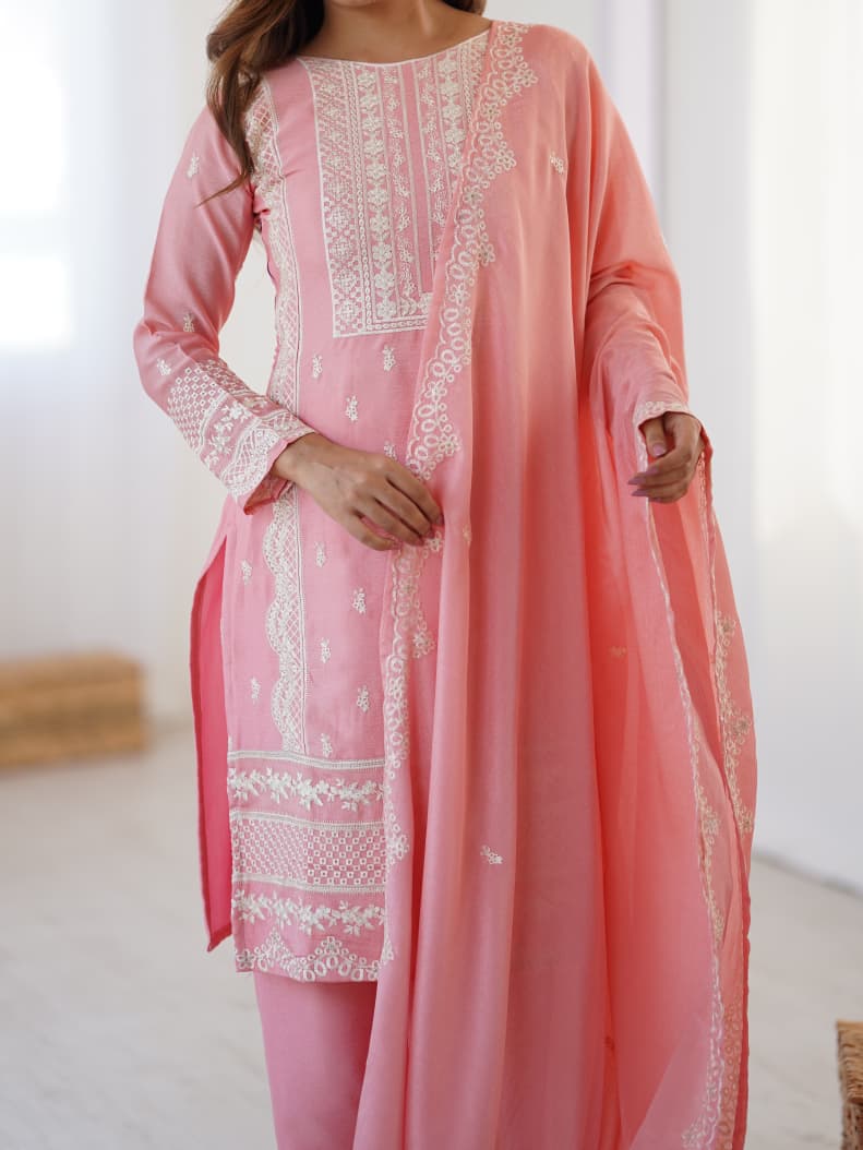 Chinnon Sequin Embroidered Top–Pant Set with Dupatta