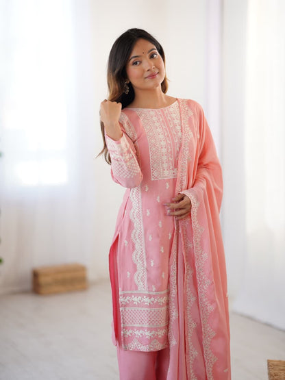 Chinnon Sequin Embroidered Top–Pant Set with Dupatta