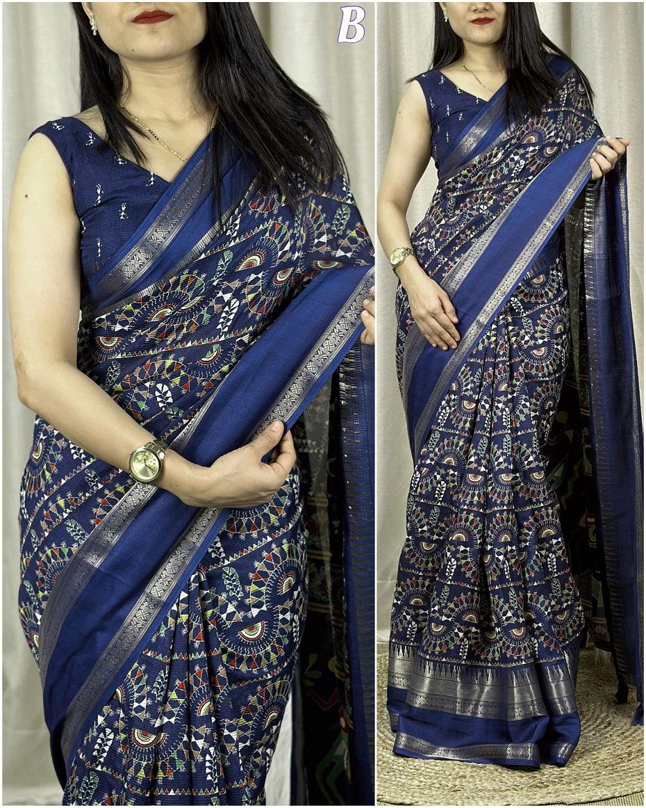 SOFT COTTON DENT SAREE - SWARAAS.IN