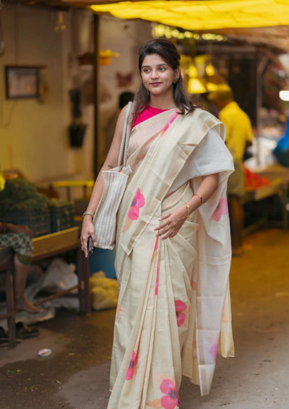 Flower linen | Saree