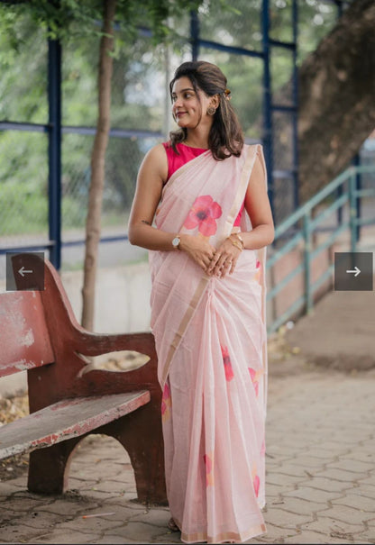 Flower linen | Saree