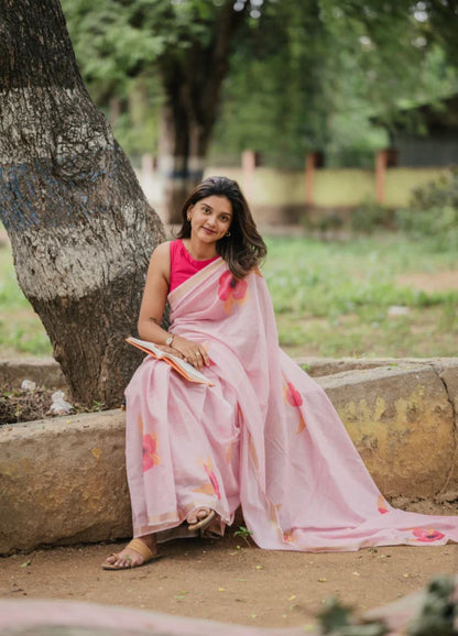 Flower linen | Saree