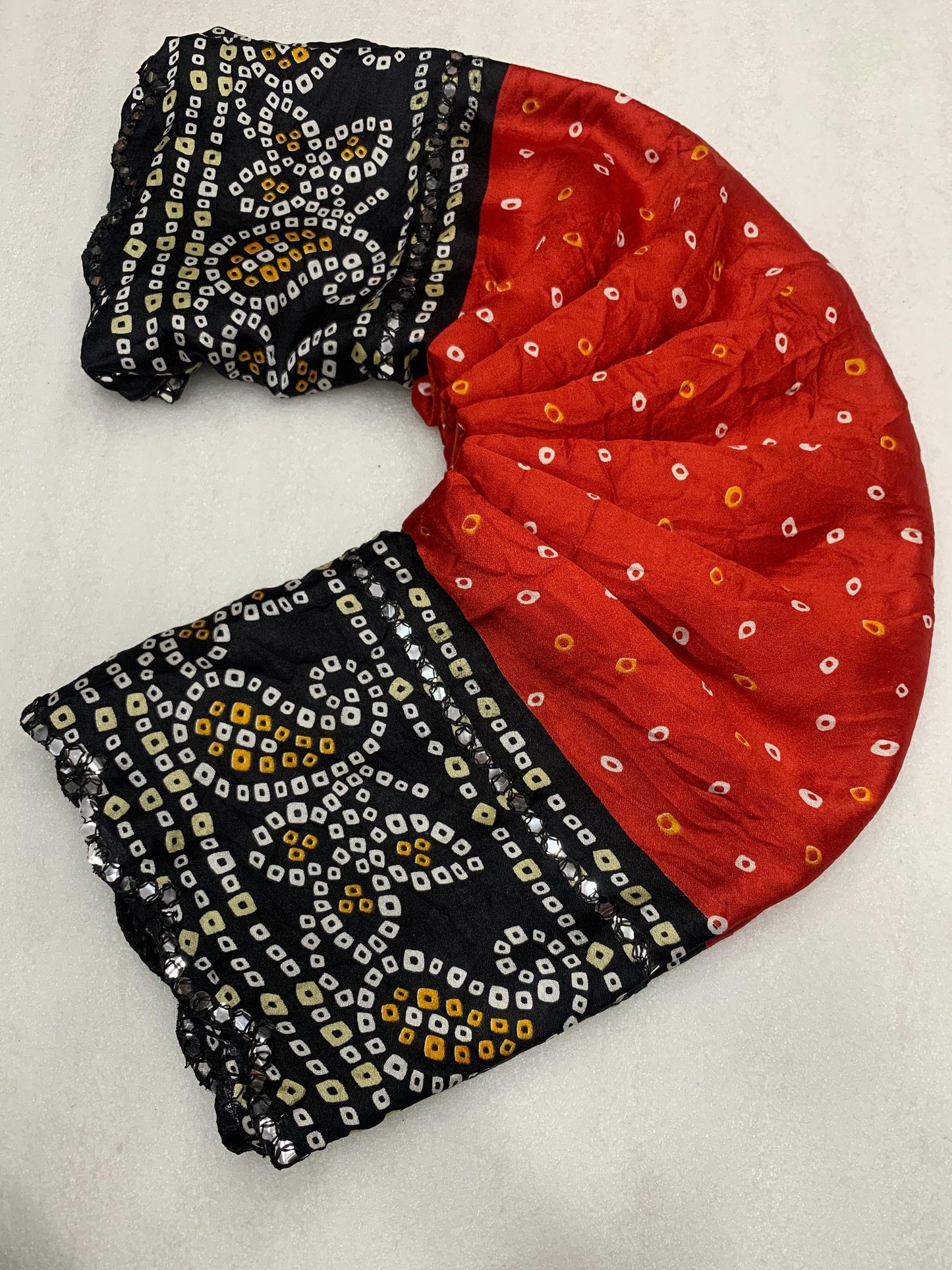 Beautiful Soft Moss Crush Bandhani Printed Sarees with Foil Mirror Work