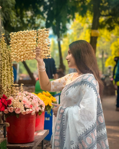 Elegant Digital Print Linen Saree with Blouse – 6.3 Mtr (Single Colour Catalog)