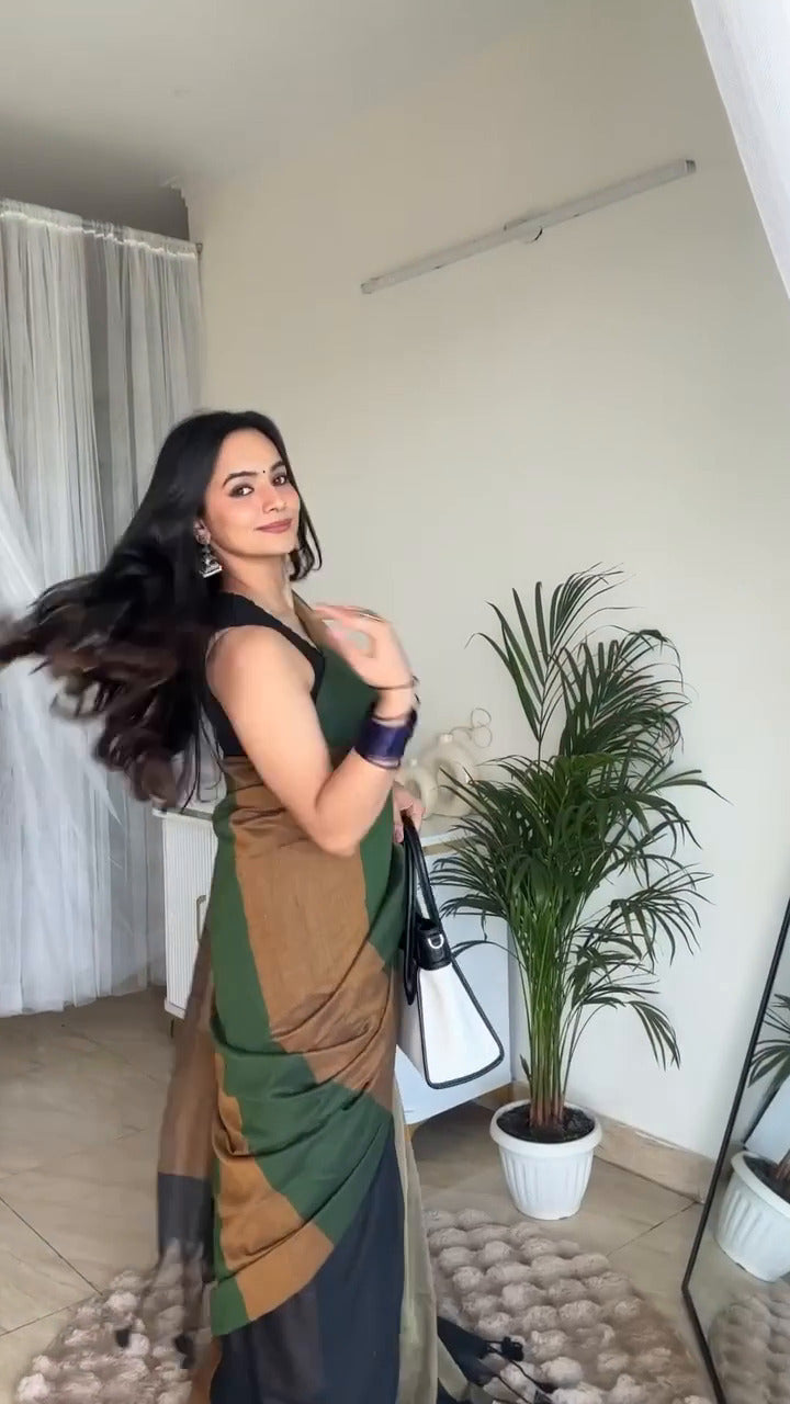 Elegant Digital Print Linen Saree with Blouse – 6.3 Mtr (Single Colour Catalog)