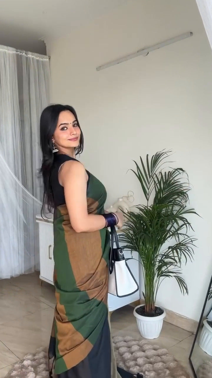 Elegant Digital Print Linen Saree with Blouse – 6.3 Mtr (Single Colour Catalog)