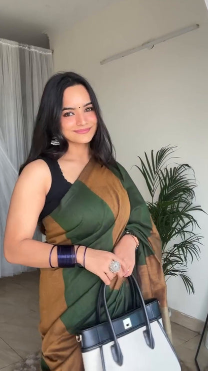 Elegant Digital Print Linen Saree with Blouse – 6.3 Mtr (Single Colour Catalog)