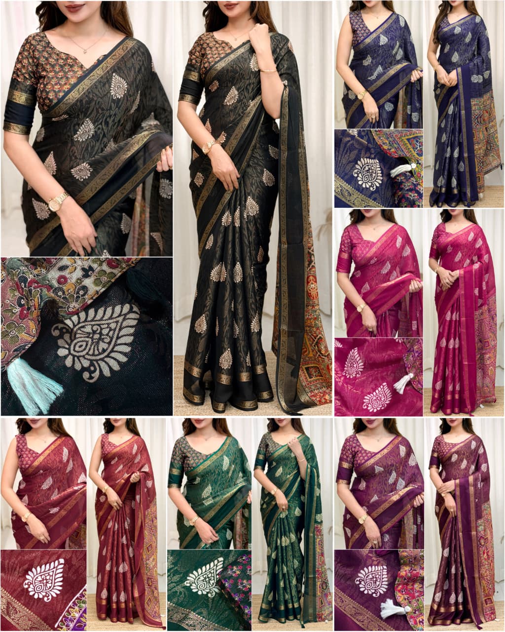 Cotton Jacquard Saree with Traditional Motifs, Decorative Border and Multicolour Pallu with Running Blouse for Festive Wear