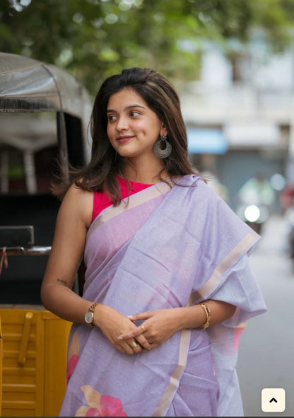 Flower linen | Saree