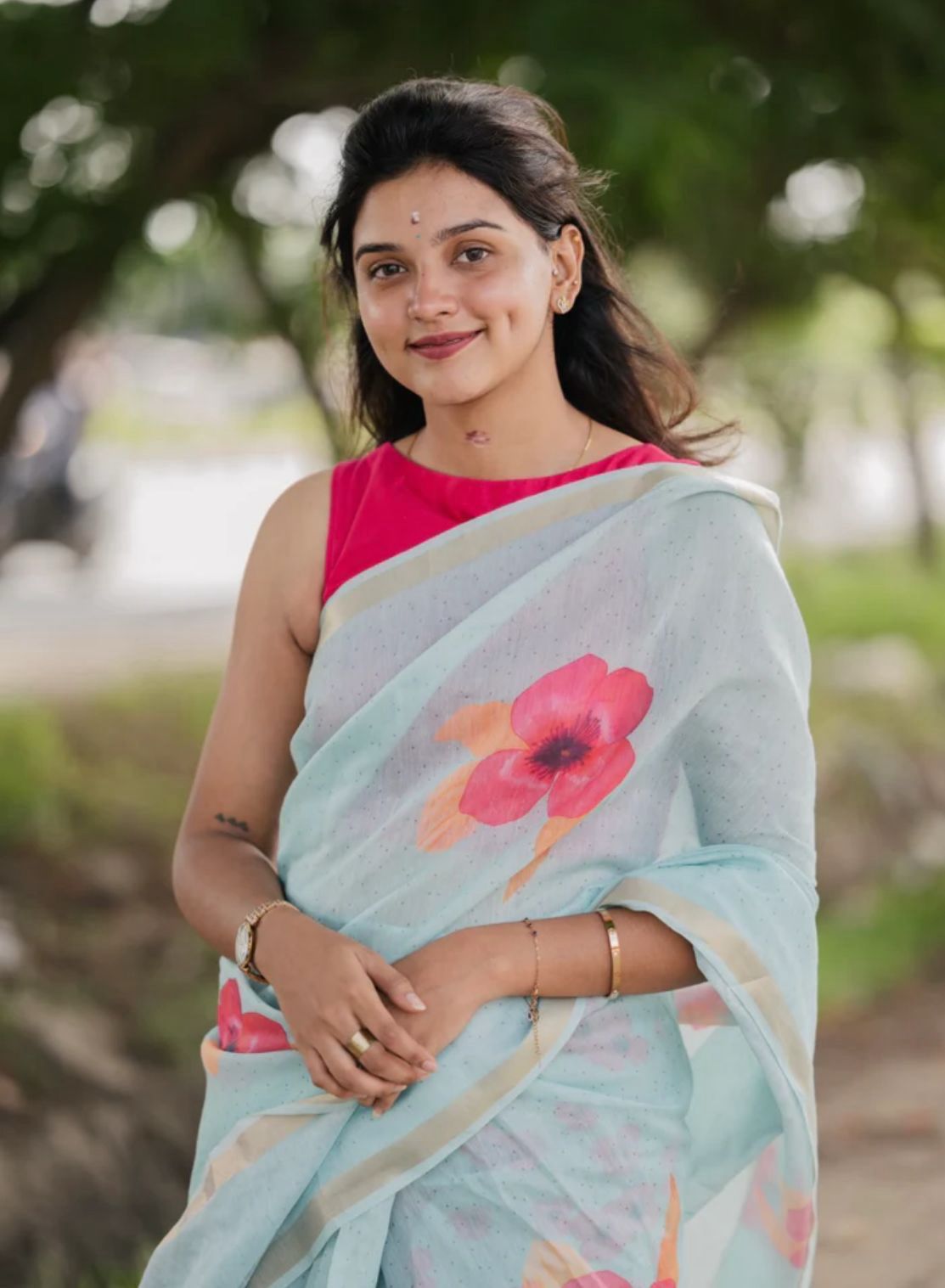 Flower linen | Saree