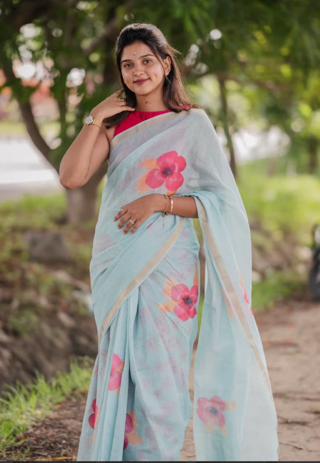 Flower linen | Saree