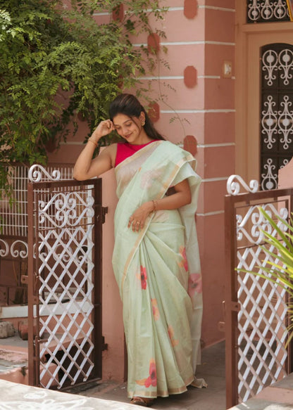 Flower linen | Saree