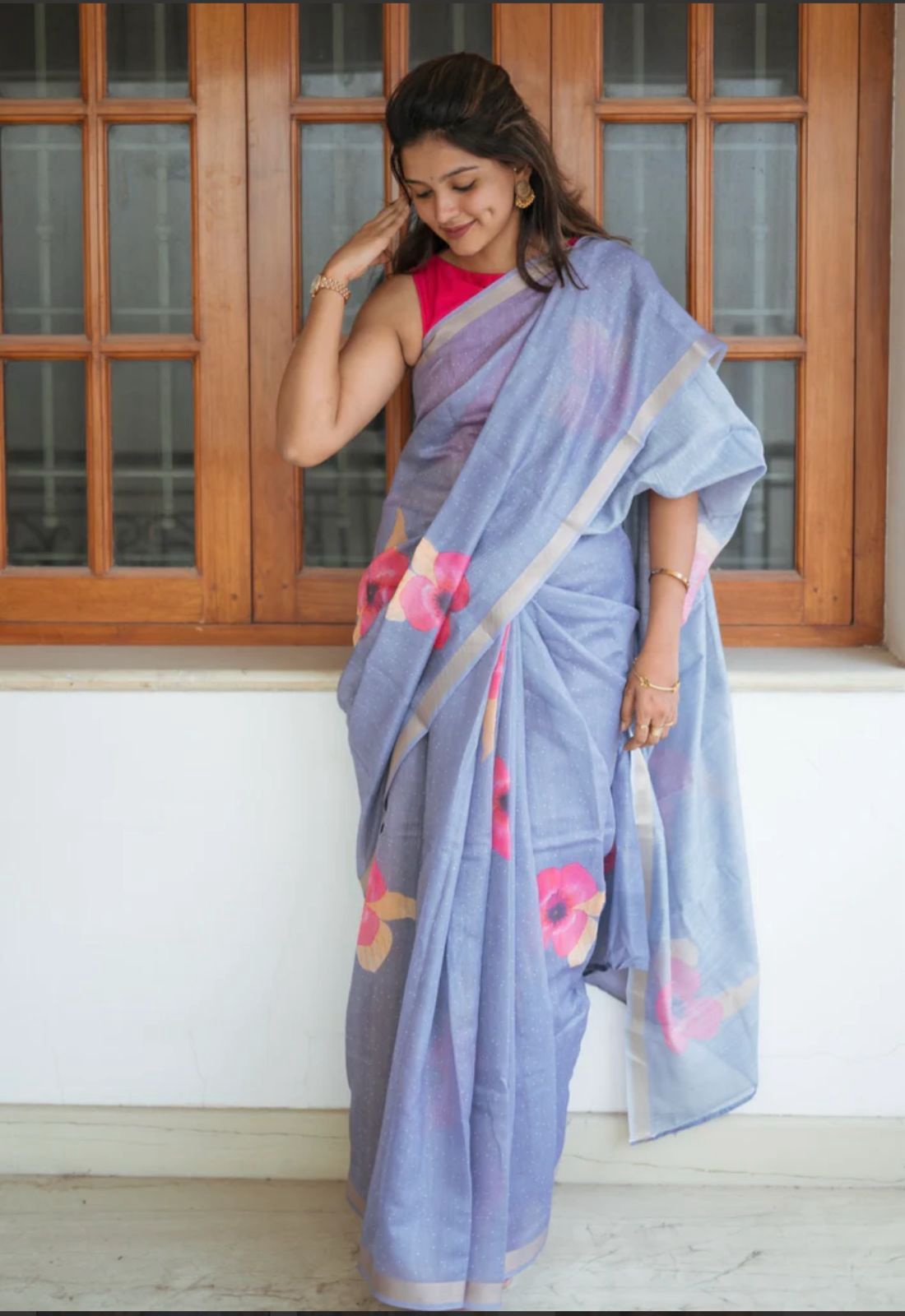 Flower linen | Saree