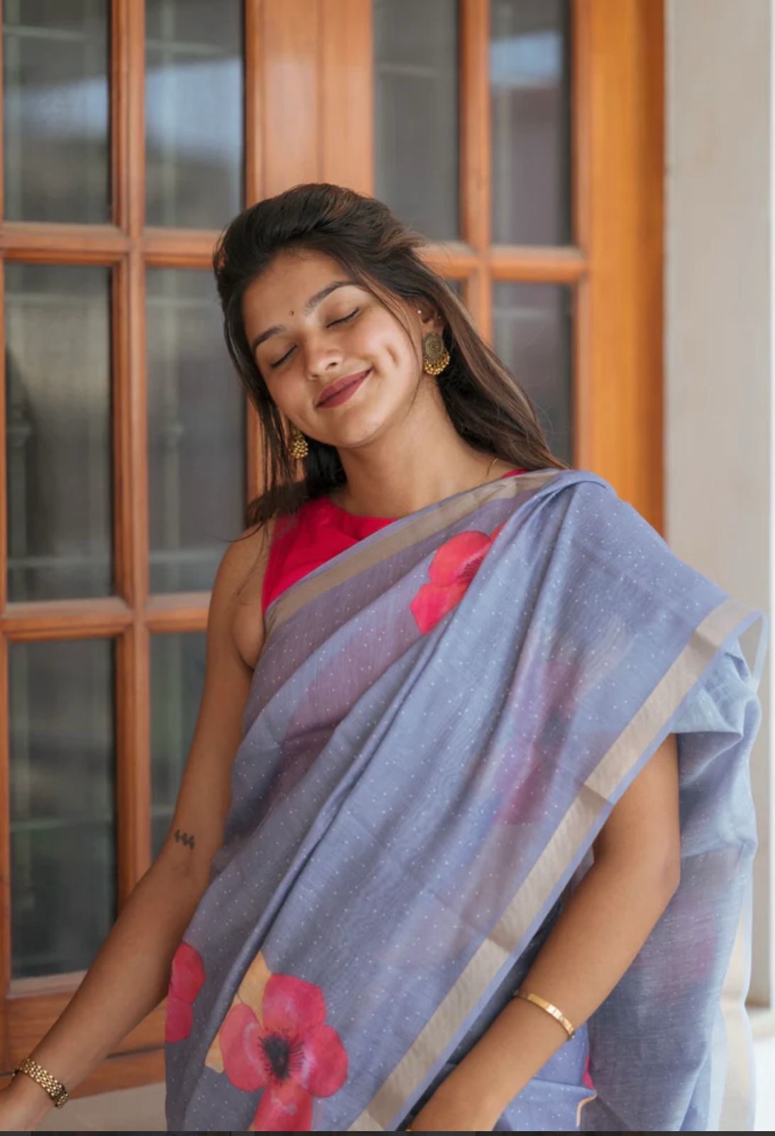 Flower linen | Saree
