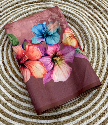 Elegant Tussar Silk Saree with All-Over Floral Print – Trending Summer Ethnic Wear | Swaraas.in