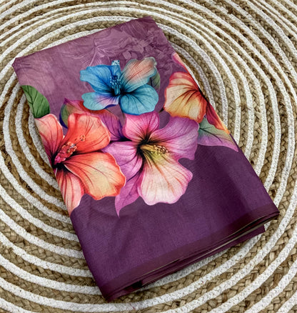 Elegant Tussar Silk Saree with All-Over Floral Print – Trending Summer Ethnic Wear | Swaraas.in