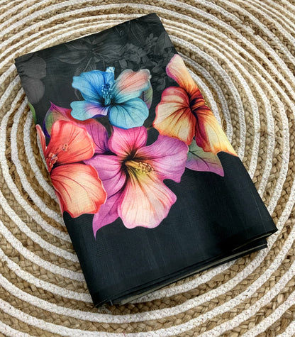 Elegant Tussar Silk Saree with All-Over Floral Print – Trending Summer Ethnic Wear | Swaraas.in