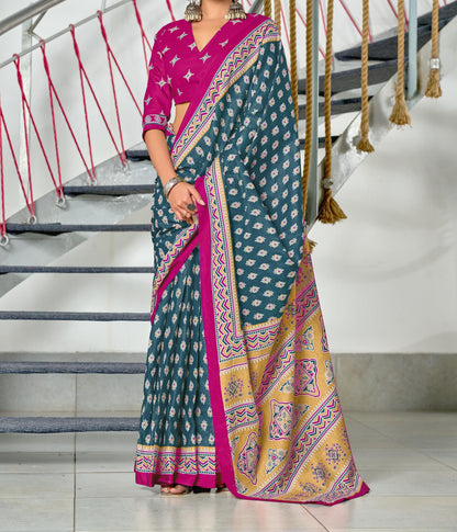 Soft Modal Silk Party wear Saree With Running Blouse